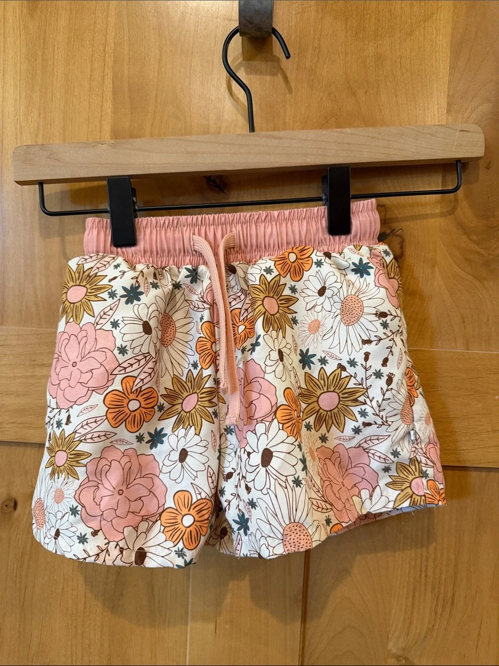 CADEN LANE | 2T Floral Drawstring Shorts in Pink, Orange & Cream